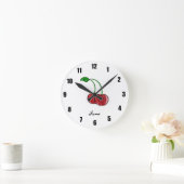 Persoonlijke benaming rode glitter cherry ronde klok (Huis)