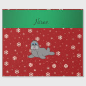 Persoonlijke benaming rode sneeuwvlok walrus cadeaupapier (Vlak)