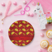 Persoonlijke benaming rode tacos sombreros chilis papieren bordje (Feest)