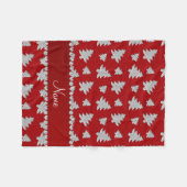 Persoonlijke benaming rode zilveren kerstbomen fleece deken (Voorkant (Horizontaal))