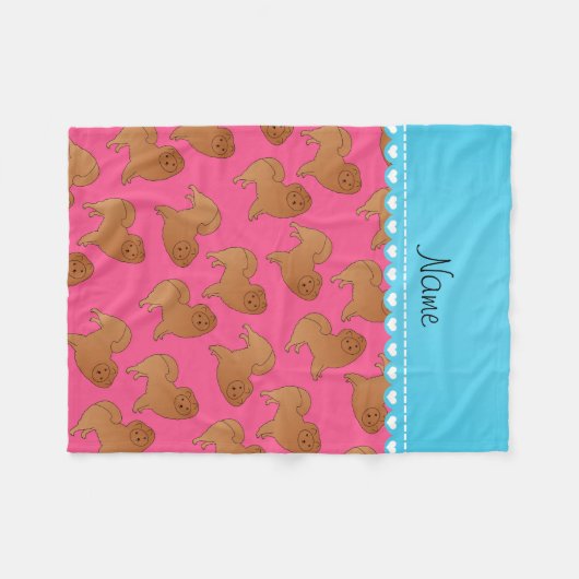 Persoonlijke benaming roze chow dogs fleece deken (Voorkant (Horizontaal))