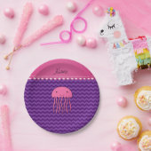 Persoonlijke benaming roze kwal paarse chevrons papieren bordje (Feest)