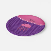 Persoonlijke benaming roze kwal paarse chevrons papieren bordje (Gekanteld)
