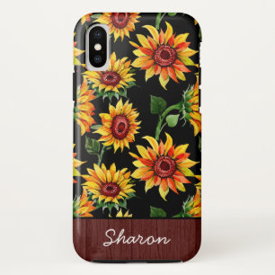 Persoonlijke benaming Rustic Sunflower Wood Case-Mate iPhone Case