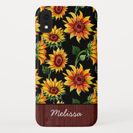 Persoonlijke benaming Rustic Sunflower Wood Case-Mate iPhone Case (Achterkant)