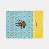 Persoonlijke benaming schattige apenblauwe gele ba fleece deken (Voorkant (Horizontaal))