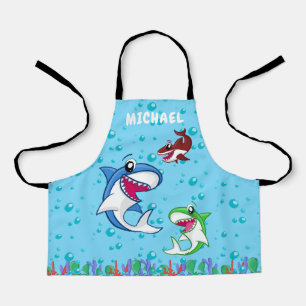 Persoonlijke benaming Shark Ocean Zee Animals Kind Schort