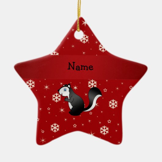 Persoonlijke benaming skunk red snewflakes keramisch ornament (Voorkant)