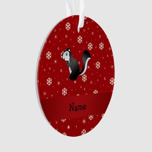 Persoonlijke benaming skunk red snewflakes ornament (voorkant)