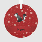 Persoonlijke benaming skunk red snewflakes ornament (achterkant)