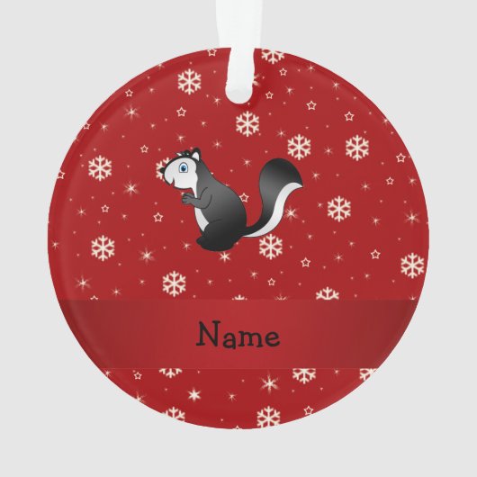 Persoonlijke benaming skunk red snewflakes ornament (achterkant)