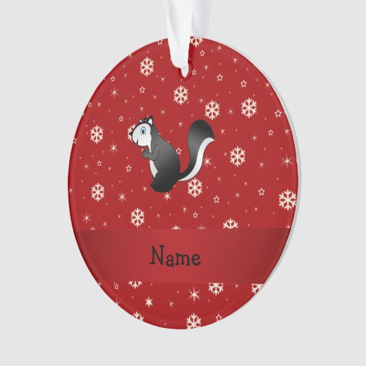 Persoonlijke benaming skunk red snewflakes ornament (voorkant)