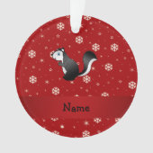 Persoonlijke benaming skunk red snewflakes ornament (voorkant)