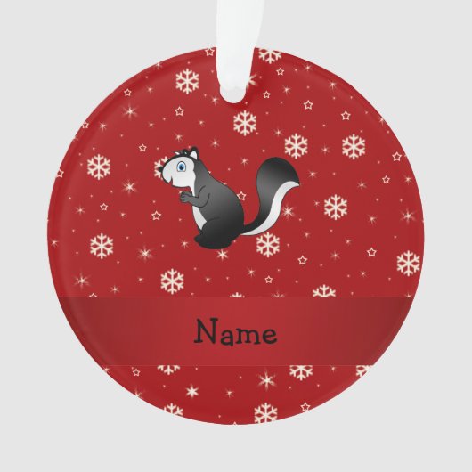 Persoonlijke benaming skunk red snewflakes ornament (voorkant)