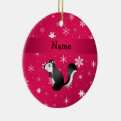 Persoonlijke benaming skunk roze sneeuwvlokken keramisch ornament (Rechts)