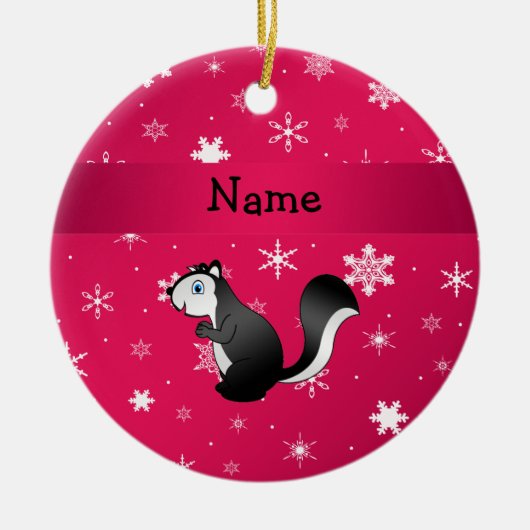 Persoonlijke benaming skunk roze sneeuwvlokken keramisch ornament (Voorkant)