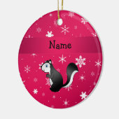 Persoonlijke benaming skunk roze sneeuwvlokken keramisch ornament (Links)