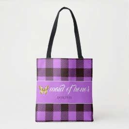 Persoonlijke benaming Tartan Maid of Honor Bridesm Tote Bag