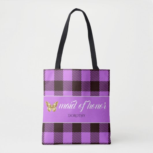 Persoonlijke benaming Tartan Maid of Honor Bridesm Tote Bag (Voorkant)