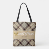 Persoonlijke benaming Tartan Maid of Honor Bridesm Tote Bag (Achterkant)