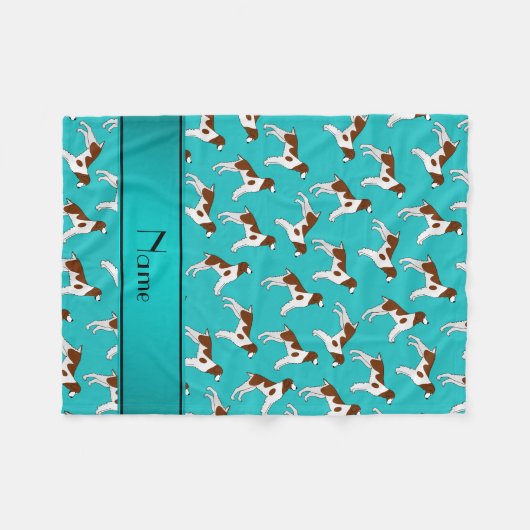 Persoonlijke benaming turquoise brittany spaniel d fleece deken (Voorkant (Horizontaal))