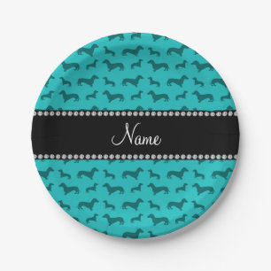 Persoonlijke benaming turquoise dachshunds papieren bordje