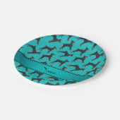 Persoonlijke benaming turquoise doberman pinschers papieren bordje (Gekanteld)