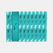 Persoonlijke benaming turquoise gekleurde paarden fleece deken (Voorkant (Horizontaal))