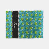 Persoonlijke benaming turquoise glitter kikkers fleece deken (Voorkant (Horizontaal))