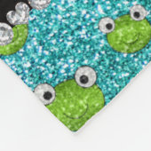 Persoonlijke benaming turquoise glitter kikkers fleece deken (Hoek)