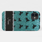Persoonlijke benaming turquoise glitter paarden Case-Mate iPhone case (Achterkant (horizontaal))