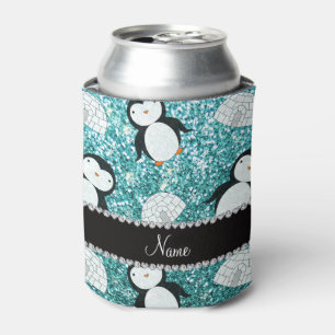 Persoonlijke benaming turquoise glitter pinguins i blikjeskoeler