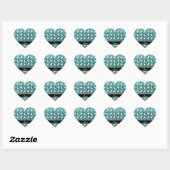 Persoonlijke benaming turquoise glitter pinguins i hart sticker (Vel)