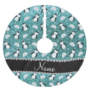 Persoonlijke benaming turquoise glitter pinguins i kerstboom rok