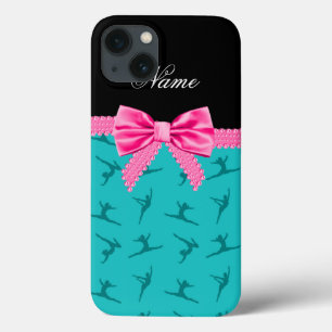 Persoonlijke benaming turquoise gymnastiek roze bo iPhone 13 hoesje