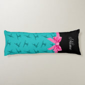 Persoonlijke benaming turquoise gymnastiek roze bo lichaamskussen (Achterkant)