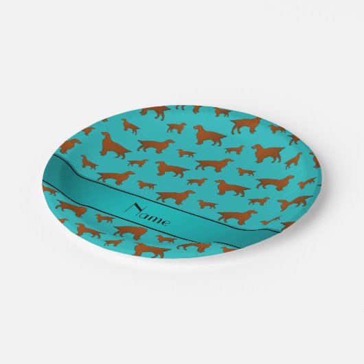 Persoonlijke benaming turquoise irish setter dogs papieren bordje (Gekanteld)