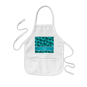 Persoonlijke benaming turquoise leopard harten kinder schort
