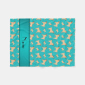 Persoonlijke benaming turquoise Pug dogs Fleece Deken (Voorkant (Horizontaal))