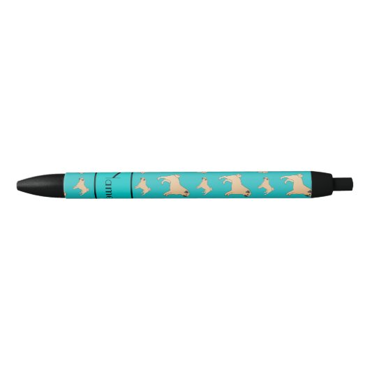 Persoonlijke benaming turquoise Pug dogs Zwarte Inkt Pen (Voorkant)