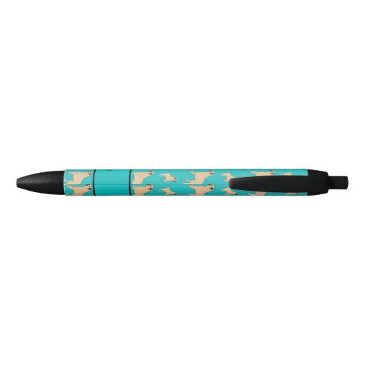 Persoonlijke benaming turquoise Pug dogs Zwarte Inkt Pen (Achterkant)