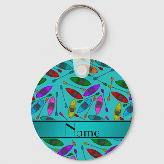Persoonlijke benaming turquoise rainbow kayaks sleutelhanger (Voorkant)