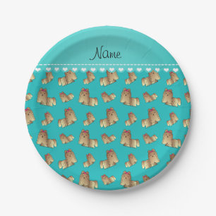 Persoonlijke benaming turquoise shih tzu dogs papieren bordje
