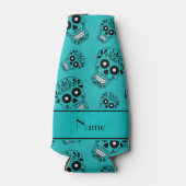 Persoonlijke benaming turquoise sugar skulls flesjeskoeler (Voorkant)