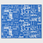 Persoonlijke benaming Typografie White Blue Cadeaupapier (Vlak)