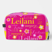 Persoonlijke benaming typografische bloem roze toilettasje (Voorkant)