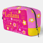 Persoonlijke benaming typografische bloem roze toilettasje (Rechterhoek)