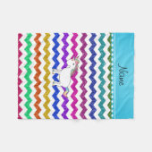 Persoonlijke benaming unicorn glitter rainbow chev fleece deken (Voorkant (Horizontaal))