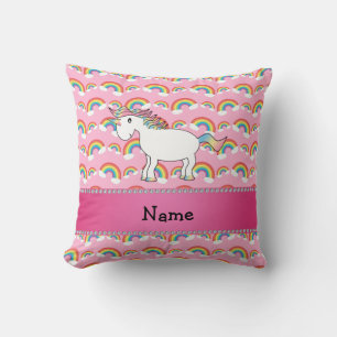 Persoonlijke benaming unicorn roze regenbogen kussen