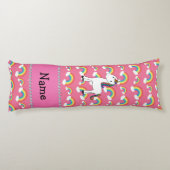 Persoonlijke benaming unicorn roze regenbogen lichaamskussen (Achterkant)